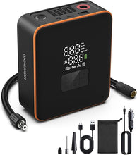 Load image into Gallery viewer, Portable Tire Inflator Air Compressor, 5X Faster Inflation with 7800mAh 12V DC Dual Power Electric, Digital Pressure Gauge Cordless Air Pump for Car, SUV, Bicycles, and More(150 PSI)