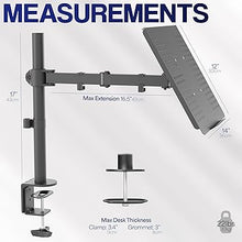 Load image into Gallery viewer, VIVO Single Laptop Notebook Desk Mount Stand, Fully Adjustable Extension with C-clamp, Fits up to 17 inch Laptops, Black, STAND-V001L