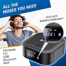 Load image into Gallery viewer, KLIM Boombox E1 - CD Player Portable Audio System + Extra BASS with Subwoofer + FM Radio, CD MP3 Bluetooth AUX USB + Wired and Wireless Mode Rechargeable Battery + Remote Control