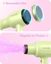 Load image into Gallery viewer, Wavytalk Professional Hair Dryer 1875W Blow Dryer Ionic Hair Dryer with Diffuser for Women with Constant Temperature, Hair Dryer with Ceramic Technology Fasting Drying Light and Quiet, Green