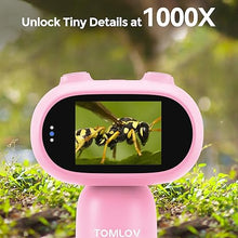 Load image into Gallery viewer, TOMLOV P30 Microscope for Kids, Portable 1000X 2 LCD Digital Microscope for Slides, HD Camera & Video, Pocket Magnifying Glass with Light, Handheld Magnifier for Home Science Education, Mini Scope