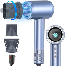 Load image into Gallery viewer, AOMEES Hair Dryer, 1600W Professional High Speed Ionic Hair Dryer with HD Display, 4 Temperature Modes and 3 Speed with Memory Function, Sky Blue, Metal