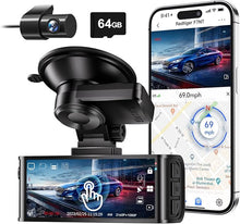 Load image into Gallery viewer, REDTIGER 4K Dash Cam Front and Rear, Touch Screen 3.18 Inch, Free 64GB Card, Car Dash Camera Built-in WiFi GPS, UHD 2160P Night Vision, WDR, Parking Monitor (F7N Touch)