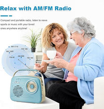 Load image into Gallery viewer, Portable Am Fm Radios, Radio Bluetooth Support Battery Operated or Plug in Wall for Home/Outdoor, Strong Reception & Sound, Large Dial Easy to Use, Gifts for Seniors Elderly (Blue)