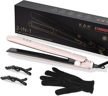 Load image into Gallery viewer, 1 inch Hair Straightener Iron Ceramic Flat Iron 450 Degrees Hair Straightener and Curler 2 in 1 15s Fast Heat Straightening Iron for Hair (Pink)