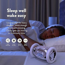 Load image into Gallery viewer, CLOCKY Extra Super Loud Alarm Clock for Heavy Sleepers Adults Kids Teens Bedroom, Move Jump Roll Run Away Easy to Set Smart Digital Mirror Alarm Clock on Wheels -Funny Gag Gift (Chrome)