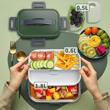 Load image into Gallery viewer, Electric Heated Lunch Box 100W - 3-IN-1 1.8L Fast Self Heating Lunch Boxes Portable Food Heater for Adults,12V/24V/110V with Leak-Proof Compartment Lid for Car Truck Office Home Green (3 Times Faster)