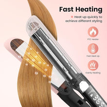 Load image into Gallery viewer, PRITECH Flat Iron Hair Straightener and Curler 2 in 1, Titanium Flat Iron with Negative Ions, Adjustable Temp(248?-450?) and Automatic Shut Off (Pink)