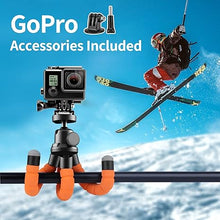 Load image into Gallery viewer, Aureday Phone Tripod, Flexible Tripod for iPhone and Android Cell Phone, Portable Small Tripod with Wireless Remote and Clip for Video Recording/Vlogging/Selfie (Orange)