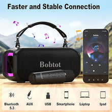 Load image into Gallery viewer, Small Portable Karaoke Machine for Adults with Wireless Microphone, 40W Peak Portable Bluetooth Speaker with Microphone and Lights, Punchy Bass, Four Magic Sound Effects, Home Speaker Mic Set