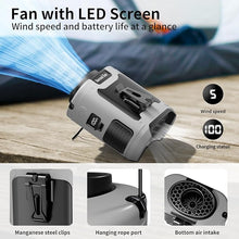 Load image into Gallery viewer, Socool 10000mAh Portable Waist Fan Clip on Wearable Belt Personal Fan Rechargeable Battery Operated with 5 Speeds & Flashlight Neck Hands-Free 40H Cooling for Outdoor Travel Camping Power Bank (Gray)