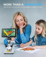 Load image into Gallery viewer, 7'' Digital Microscope 1200X,Dcorn 12MP 1080P Photo/Video Microscope for Adults Soldering Coins,Metal Stand,Wired Remote,10 LED Fill Lights,PC View,Windows/Mac Compatible