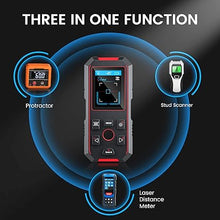 Load image into Gallery viewer, Stud Finder with 196ft Laser Measure, 3 in 1 Electric Wall Scanner Sensor with ±0.1° Digital Level Lithium Battery, LCD Studs Detector Audio Broadcast for Wood Magnetic Metal AC Wire Finding