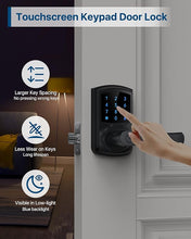 Load image into Gallery viewer, Keyless Entry Door Lock, Keypad Door Lock with Handle, Electronic Door Lock, Touchscreen, Auto-Locking, Anti-peep Password, Easy to Install for Front Door, Home, Office, Matte Black