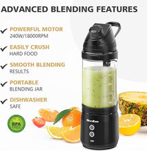 Load image into Gallery viewer, Portable Blender with Insulated Carrying Case & Recipe Book for Shakes and Smoothies, 24 OZ Personal Juicer Electric Protein Shaker Bottle, Mini Small Blender Cup with USB-C Rechargeable, Travel Lid
