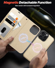 Load image into Gallery viewer, OCASE for iPhone 16 Pro Case Detachable Wallet Case with Card Holder, 2 in 1 Pu Leather Flip Folio with RFID Blocking Stand Wrist Strap Shockproof Phone Cover 6.3 Inch 2024, Gold