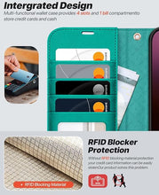 Load image into Gallery viewer, OCASE for iPhone 16 Pro Max Case Detachable Wallet Case with Card Holder, 2 in 1 Pu Leather Flip Folio with RFID Blocking Stand Wrist Strap Shockproof Phone Cover 6.9 Inch 2024, Blue Green