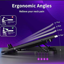 Load image into Gallery viewer, AICHESON Laptop Cooling Pad for 15.6 to 17.3 Inches PC Notebooks, 5 Fans Computer Cooler Stands with Purple Lights Desk Chiller Mat, S035