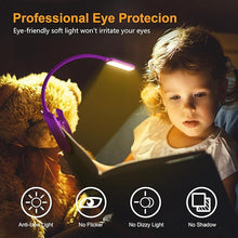 Load image into Gallery viewer, Gritin 9 LED Rechargeable Book Light for Reading in Bed - Eye Caring 3 Color Temperatures,Stepless Dimming Brightness,80 Hrs Runtime Small Lightweight Clip On Book Reading Light-Dark Purple