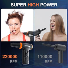 Load image into Gallery viewer, Compressed Air Duster, 220000RPM Electric Air Duster, Canned Air Replace Compressed Air, Mini Blower Stepless Jet Dry Air Blower Compressed Air Duster with LED for Car, Computer, Keyboard