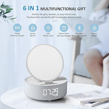 Load image into Gallery viewer, COLSUR Bluetooth Speaker with Alarm Clock, ?2024 Newest Gifts? Wireless Speaker Charger for iPhone/Samsung, Mirror Clock, Wireless Bedside Lamp, Music Gifts for Men, Women, Teenage Girls, Boys