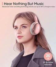 Load image into Gallery viewer, INFURTURE Rose Gold Active Noise Cancelling Headphones with Microphone Wireless Over Ear Bluetooth, Deep Bass, Memory Foam Ear Cups, Quick Charge 40H Playtime, for TV, Travel, Home Office