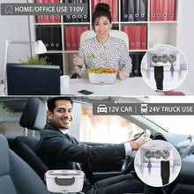 Load image into Gallery viewer, Electric Lunch Box Food Heater - 3 in 1 Portable Leakproof Heated Lunch Box for Car/Home/Adults with 1.5L Removable 304 Stainless Steel Container, 60-80W, 12V/24V/110V (White)