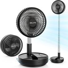 Load image into Gallery viewer, Belife X8 Portable Fan, Cordless 7200mAh Battery Operated Oscillating Fan, USB Rechargeable Desk Floor Fan with Remote, Foldable Telescopic Fan for Home Bedroom Sleeping Office Camping Travel (Black)