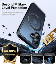 Load image into Gallery viewer, TORRAS 360° Rotatable Magnetic Stand for iPhone 16 Case, Compatible with MagSafe, MIL-Grade Shockproof Protection, Anti-Scratch Slim & Frosted Black, Flexible O-Ring Stand, 6.1"