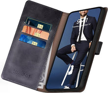 Load image into Gallery viewer, SUANPOT Compatible with iPhone 16 6.1" Wallet case with RFID Blocking Credit Card Holder,Flip Book PU Leather Protective Cover Women Men for Apple 16 Phone case Black
