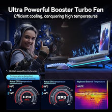 Load image into Gallery viewer, llano RGB Laptop Cooling Pad, White, Powerful Turbofan, Quiet Cooling, Touch Control, LCD Screen, Seal Foam, 15-19in Laptops