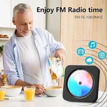 Load image into Gallery viewer, CD Player Portable with Bluetooth 5.1Desktop CD Player with HiFi Sound Speakers,Remote Control,Dust Cover,LED Display,Boombox FM Radio,USB/AUX for Home (Black)