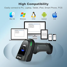 Load image into Gallery viewer, OBZ Bluetooth Barcode Scanner, 2D 1D QR Code Scanner, Handheld 2.4G Wireless Barcode Scanner Connect Smart Phone, Tablet, PC, POS, USB Cordless Barcode Reader Work with Mac OS, Windows, iOS, Android