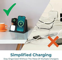 Load image into Gallery viewer, BLACK+DECKER 3 in 1 Charging Station for Apple Multiple Devices, Wireless Foldable Travel Charger for Multiple Devices iPhone 16 15 14 13 Pro Max Plus & Apple Watch Series/AirPods (Black)