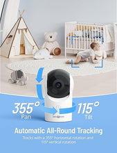 Load image into Gallery viewer, PARIS RHÔNE Split-Screen Baby Monitor, 5” Smart Video Baby Monitor with App Control, Two 2K UHD WiFi Cameras, Night Vision, Motion & Cry Detection, AI Tracking, RGB Night Light, Lullabies, Blue