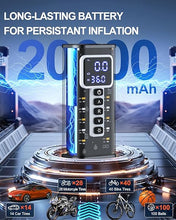 Load image into Gallery viewer, Tire Inflator Portable Air Compressor - Air Pump for Car Tires Battery Powered & 150PSI, Electric Tire Pump 12V DC Dual Power Supply, Tire Pressure Gauge, 5X Fast Inflation for SUVs, Bikes, Balls