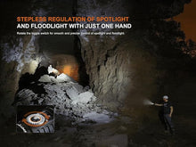 Load image into Gallery viewer, Fenix LD45R 2800 Lumens Zoomable USB-C Rechargeable Flashlight with Stepless Adjustable Focus Between Spotlight and Floodlight with OLED Display and Lumentac Organizer