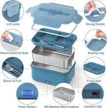 Load image into Gallery viewer, Electric Lunch Box Food Heater, 1.8L Heated Lunch Box for Adults for Car Truck, 12V/24V/110V/220V Portable Food Warmer Lunch Box, 100W Heating Lunchbox for Work