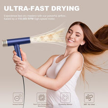 Load image into Gallery viewer, YAPOY Professional Hair Dryer with Diffuser Fast Drying 200 Million Ionic Blow Dryer with 110, 000 RPM High-Speed No Heat Damage Intelligent Thermo-Control Low Noise, Blue