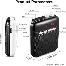 Load image into Gallery viewer, Portable Voice Amplifier for Teachers, 2400mAh Rechargeable Personal Amplifier PA System Headset for Speaking Microphone for Teachers,Tour Guides, Coaches, Classroom, Singing Yoga(Black)
