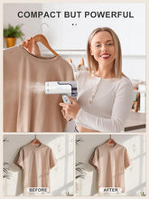 Load image into Gallery viewer, Portable Garment Steamer, Powerful Foldable Handhled Steamer 1300W, Travel Size Steamer For Clothes 20S Fast Heat-up, Fabric Steamer for Home & Travel, 120V Only (White)