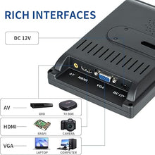 Load image into Gallery viewer, 7 inch Small HDMI Monitor 1024x600 Resolution Small 1080P Portable IPS Monitor with Remote Control with Built-in Speakers HDMI VGA Input for Gaming CCTV Security Raspberry Pi PC