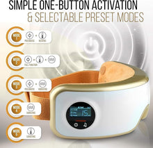 Load image into Gallery viewer, SereneLife Smart Eye Massager with Heat and Compression, Vibration, Music, Wireless Heated Mask for Migraines and Stress Therapy (Gold V2 Soft Fit)