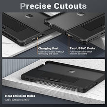 Load image into Gallery viewer, MoKo Case Compatible with Microsoft Surface Pro 11, Surface Pro 10, Surface Pro 9 13 Inch, All-in-One Protective Rugged Cover with Hand Strap, Compatible with Type Cover Keyboard, Black