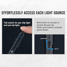 Load image into Gallery viewer, OLIGHT O'Pen Glow EDC Pen Light, 120 Lumens with Green Beam, Rechargeable LED Flashlight for Outdoor Uses, Writing, Adventure, Professional Business Gift(Black)