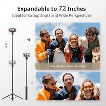 Load image into Gallery viewer, Sensyne 72" Phone Tripod, Extendable Selfie Stick with Detachable Phone Holder Compatible with All Cell Phones/Camera Blue