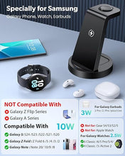 Load image into Gallery viewer, Wireless Charger for Samsung: 3 in 1 Wireless Charging Station for Samsung Galaxy Watch 7 6 5 4 3 Pro Classic Galaxy Buds - Charger Dock Stand for S24 Ultra S23 S22 S21 S20 Note 20 10 Z Fold Android