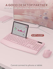 Load image into Gallery viewer, SABLUTE Wireless Keyboard and Mouse, Wrist Rest, Phone Holder, Batteries Included, 2.4G Lag-Free Ergonomic Keyboards Mouse Combo, Silent Keyboard Cordless Set for Computer, Laptop, PC, Windows, Pink