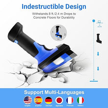 Load image into Gallery viewer, Upgraded Industrial Barcode Scanner Wireless, 1D Laser Bar Code Scaners 2 in 1 Plug and Play Rugged Heavy Duty & IP65 Waterproof, Long-Distance Wireless Handheld Barcode Reader with 1.8"Screen (Blue)