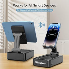 Load image into Gallery viewer, TechGlow Gifts for Men Foldable Cellphone Stand with Bluetooth Speaker Wireless Speaker with Phone Holder Birthday Gift Idea for Man Woman Cool Gadget